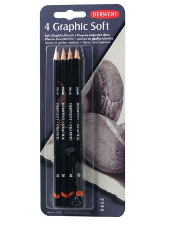 Карандаши Derwent Набор чернографитных карандашей Graphic Soft 4шт 6B/4B/2B/HB в блистере