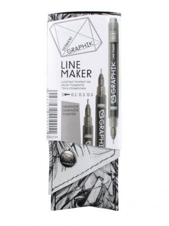 Ручки Derwent Набор капиллярных ручек Graphik Line Maker 3шт графит