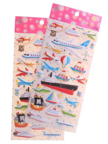 Наклейки детские Радужки Наклейки выпуклые "Самолеты и лодки", набор из 2-х шт.