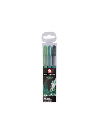 Ручки Sakura Набор гелевых ручек Metallic Лес 3цв: изумрудный натурально зеленый