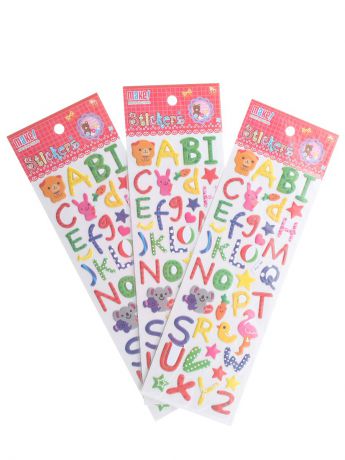 Наклейки детские Радужки Наклейки "Английские буквы", набор из 3-х шт.