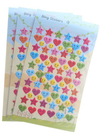 Наклейки детские Радужки Наклейки "Звезды и сердца", набор из 3-х шт.