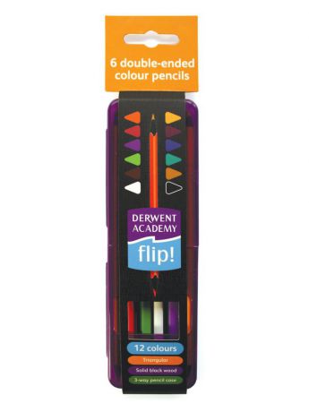 Карандаши Derwent Набор цветных карандашей Academy Flip 6цв в пластик.упак
