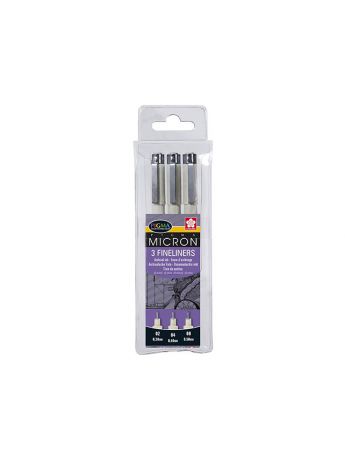 Ручки Sakura Набор капилярных ручек Pigma Micron 3шт (0.3мм 0.4мм 0.5мм) Черный