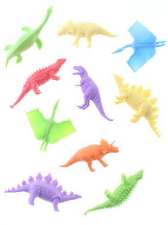 Фигурки-игрушки Радужки Набор силиконовых животных для игры в ванной от 3-х лет, "Динозавры", 10 шт. в ассорт.