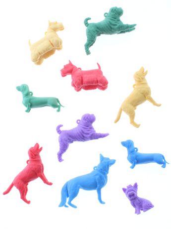 Фигурки-игрушки Радужки Набор силиконовых животных для игры в ванной от 3-х лет, "Собаки", 10 шт. в ассорт.