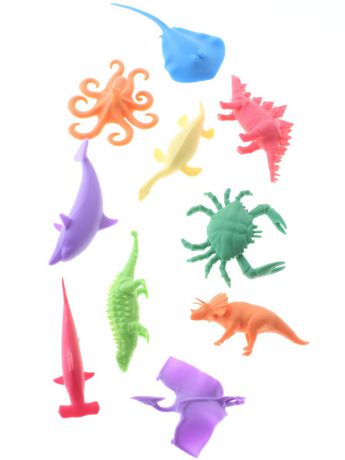 Фигурки-игрушки Радужки Набор силиконовых животных для игры в ванной или счета, 10 шт. в ассортименте
