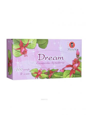 Бумажные салфетки Maneki Салфетки бумажные Dream 2 слоя, 200 шт./коробка