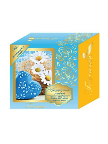 Чай Tipson Чайный набор "Синий": 3D открытка-магнит, салфетка и чай Tipson Ceylon №1 OPA