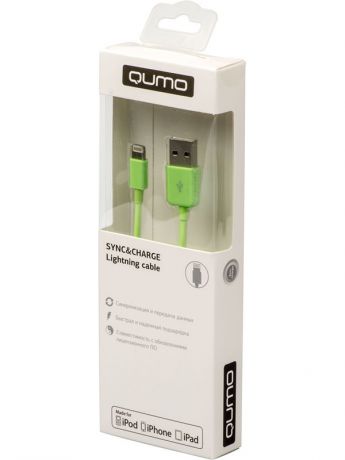 Кабель Qumo MFI c разъемом Apple 8 pin для iPod / iPhone / iPad (зеленый)
