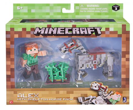 Набор фигурок Minecraft: Alex with Skeleton Horse – Series 3