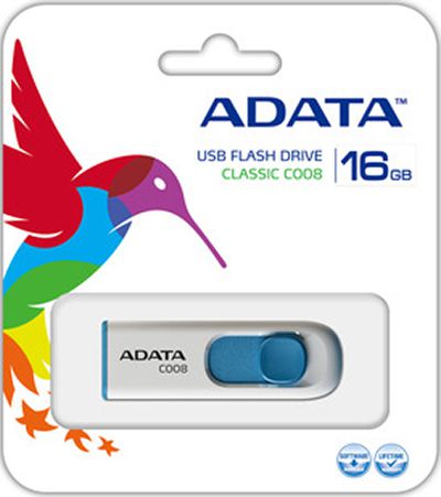 USB накопитель UD ADATA 16 ГБ C008 (white+blue)