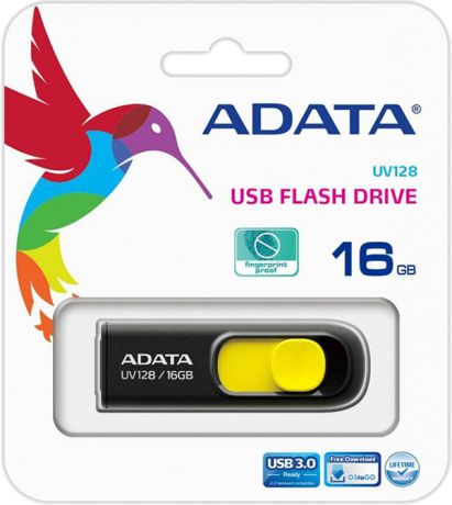 USB накопитель UD ADATA 16 ГБ UV128 (black+yellow)