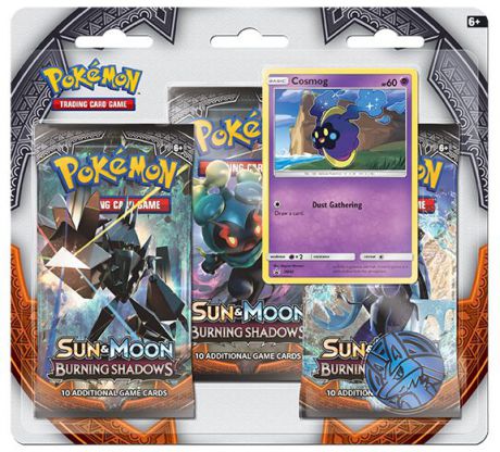 Коллекционная карточная игра Pokemon Sun & Moon «Burning Shadows»: Тройной блистер + Промо-карта Cosmog + Монета