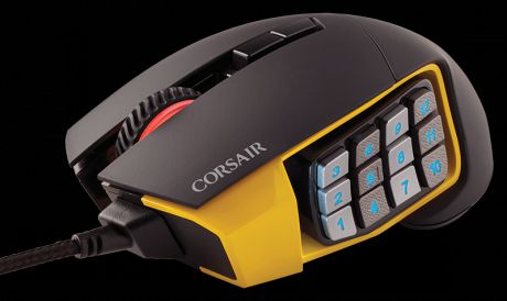 Мышь Corsair Gaming Scimitar PRO RGB проводная оптическая игровая с подсветкой для PC (Yellow/Black)