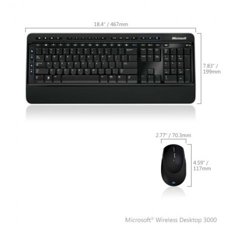 (MFC-00019) Клавиатура+мышь Microsoft Wireless Desktop 3000 USB BlueTrack Black Retail