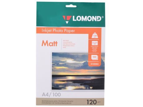 0102003 бумага LOMOND (A4, 120гр, 100л) Photo Матовая, 1стор.