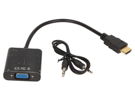Кабель-адаптер HDMI M-->VGA 15F+Audio ORIENT C100, для подкл.монитора/проектора к выходу HDMI, аудио