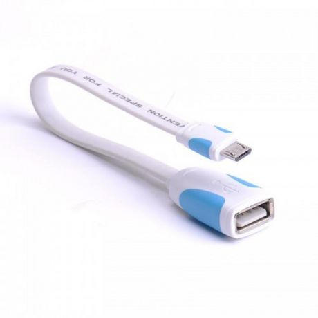 Переходник OTG USB 2.0 A(f)-microUSB B 0.1м Vention VAS-A09-W010 плоский белый