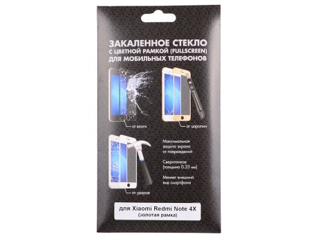 Закаленное стекло с цветной рамкой (fullscreen) для Xiaomi Redmi Note 4X DF xiColor-10 (gold)