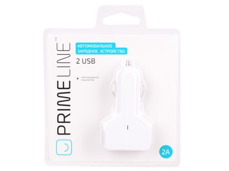 Автомобильное зарядное устройство Prime Line 2212 2 USB, 2.1A, белый