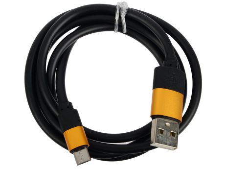 USB кабель "LP" Micro USB круглый soft touch металлические разъемы (черный/европакет) 0L-00030355