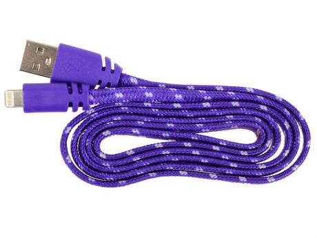 USB кабель "LP" для Apple 8 pin плоская оплетка (фиолетовый/европакет) 0L-00030336