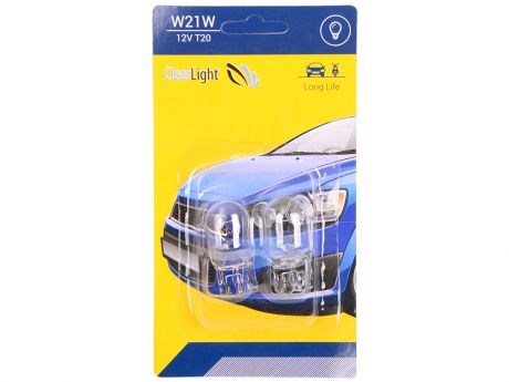 Лампа галогеновая W21W (Clearlight) 12V (блистер 2 шт.)