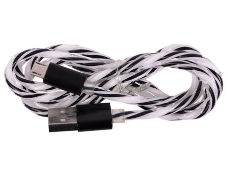 USB кабель "LP" Micro USB витая пара с металлическими разъемами 1 м. (белый с черным/европакет) 0L-00030548