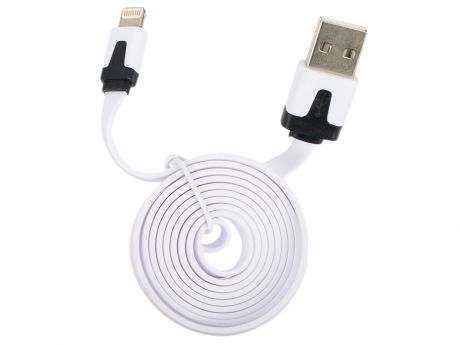 USB кабель "LP" для Apple iPhone/iPad 8 pin плоский узкий (белый/коробка) R0003824