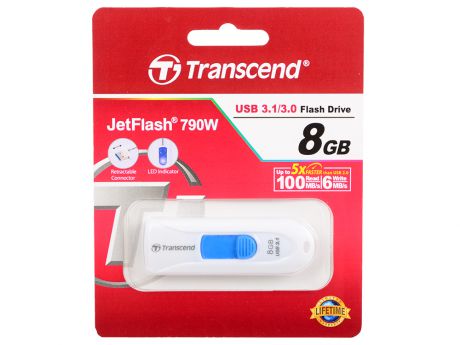 Флешка USB 8Gb Transcend Jetflash 790 TS8GJF790W белый