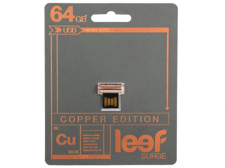 Внешний накопитель 64GB Leef SURGE copper (LFSUR-064COP)