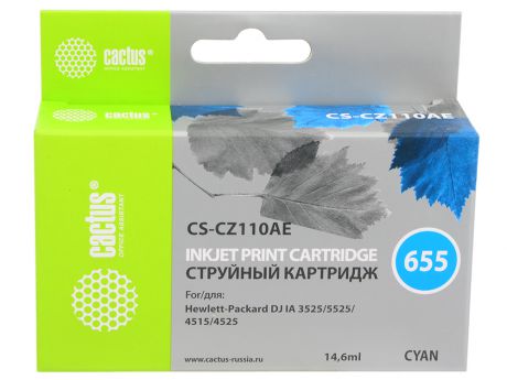 Картридж Cactus CS-CZ110AE №655 для HP DJ IA 3525/5525/4515/4525 голубой