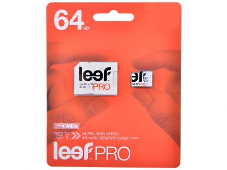 Карта памяти MicroSDXC 64GB Leef Class10 PRO (LFMSDPRO-06410R)