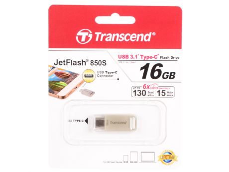 Внешний накопитель 16GB Transcend JetFlash 850 (USB 3.1 & USB Type C) OTG (TS16GJF850S)