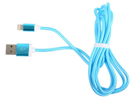 Кабель Lightning 8pin-USB Ritmix RCC-321 blue для синхронизации/зарядки, 1.5м, ткан. опл., мет. коннекторы