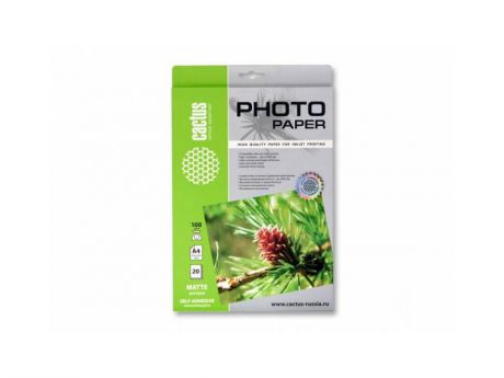 Самоклеящаяся фотобумага Cactus CS-MSA410020 матовая А4 100 г/м2 20 листов