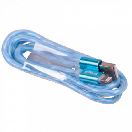 Кабель USB-Apple 8pin lightning Ritmix RCC-322 Blue, силиконовая оплетка, металлические коннекторы, 1м, 2А, зарядка и синхронизация