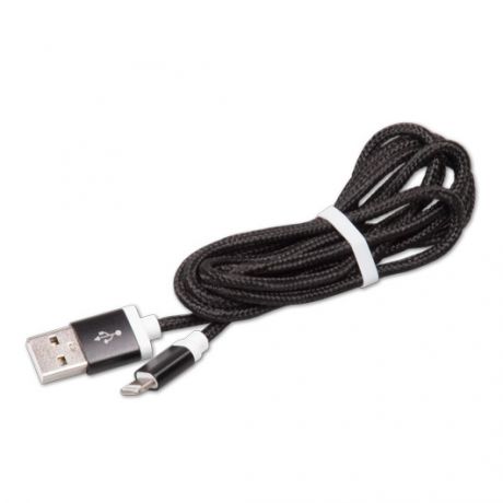 Кабель Lightning 8pin-USB Ritmix RCC-321 black для синхронизации/зарядки, 1.5м, ткан. опл., мет. коннекторы
