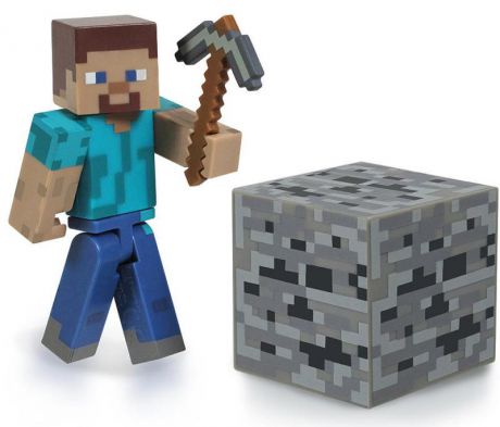 Конструктор Minecraft "Стив",3 предм.(подвиж.Стив,куб земли,кирка)
