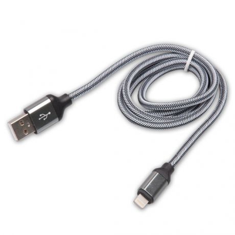 Кабель Lightning 8pin-USB Ritmix RCC-421 grey для синхронизации/зарядки, 1м, нейлон. опл., мет. коннекторы