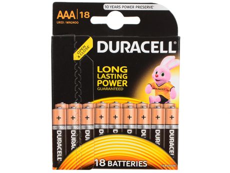 Батарейки Duracell (ААА) LR03-18BL BASIC 18 шт