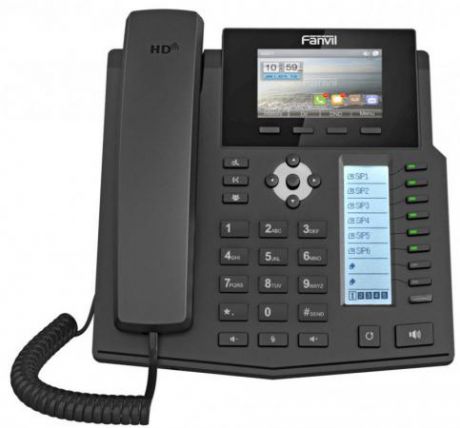 Телефон IP Fanvil X5S 6 линий 2x10/100/1000Mbps LCD SIP PoE черный