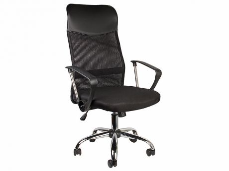 Кресло офисное COLLEGE XH-6101LX Черная капроновая сетка,120 кг,твердые подлокотники,хромированная крестовина,высота спинки 65см, (ШxГxВ) см 65x61x118