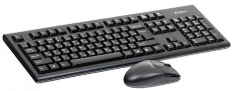 Клавиатура+мышь  A4Tech W 3100N, USB (черный), 2.4G обтекаемая форма клавиш