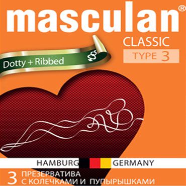 Masculan Classic Dotty and Ribbed Презервативы с кольцами и пупырышками