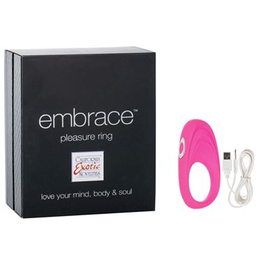 California Exotic Embrace Pleasure Ring, розовый Эрекционное виброкольцо с usb-зарядкой