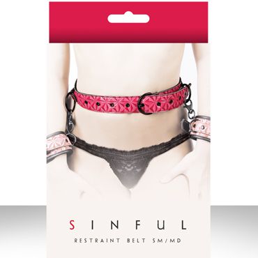 NS Novelties Sinful Restraint Belt, розовый Ремень малого размера для пристегивания манжет