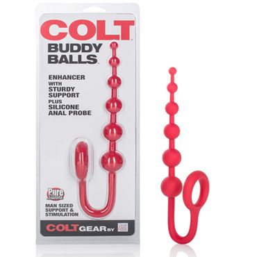 California Exotic Colt Buddy Balls, красная Анальная цепочка с эрекционным кольцом