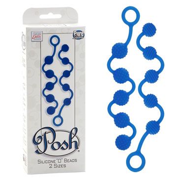 California Exotic Posh Silicone “O” Beads, синий Две анальные цепочки